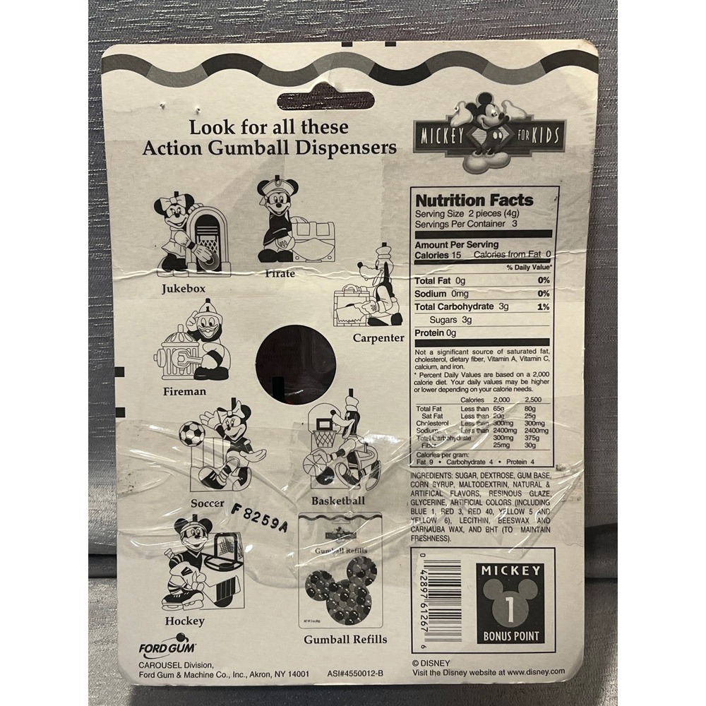 Vintage Disney Mickey For Kids Donald Duck Baseball Action Gumball Dispenser NEW - Picture 2 of 2